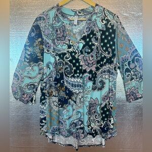 Beautiful Paisley 3/4 Sleeve Tunic 3X